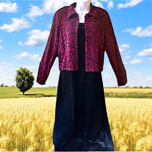 Carol Anderson California Dresses & Skirts - Carol Anderson Vintage Black Sleeveless Velvet Long Dress with Floral Jacket